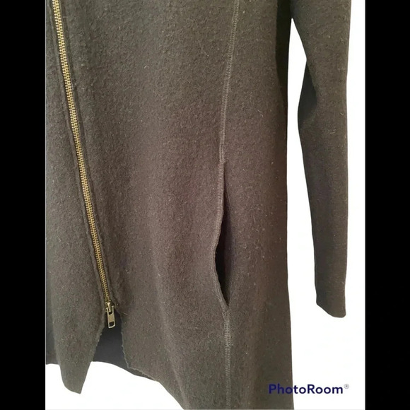 Eileen Fisher Black Wool Leather Jacket - Picture 6 of 8